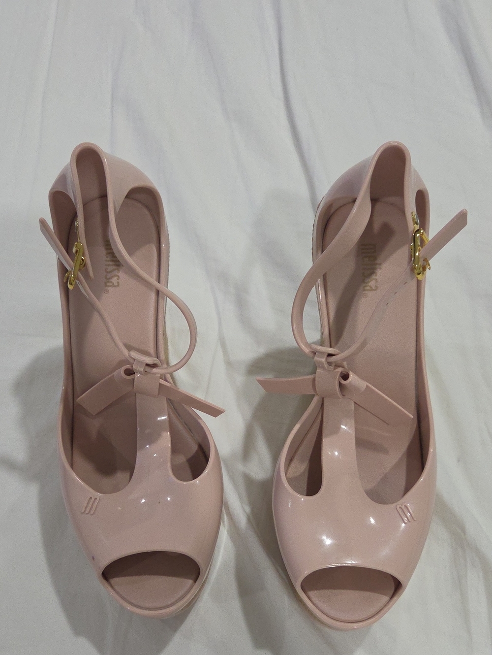 Women's Blush Pink Peep-Toe T-Strap Heels
